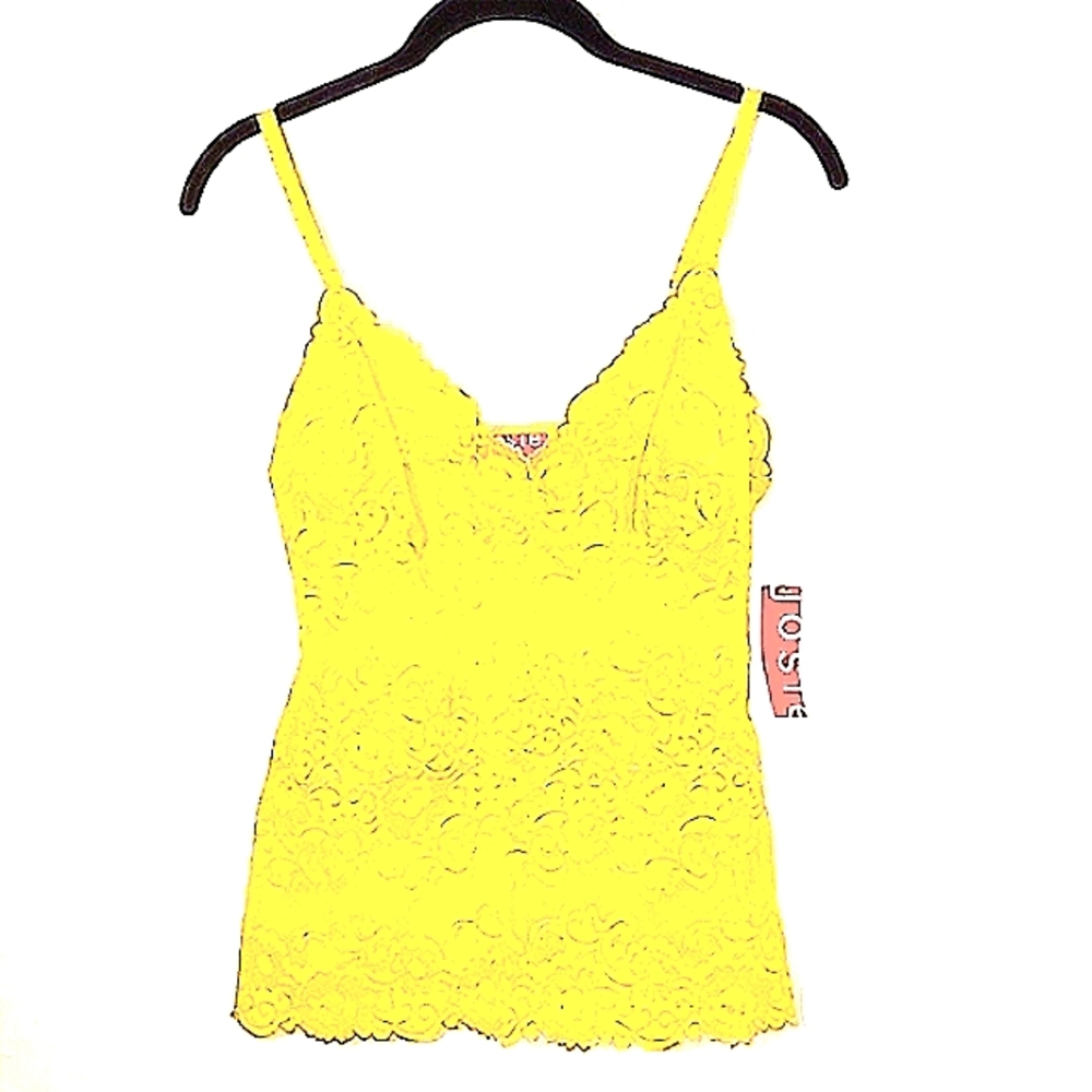 JOSIE BY NATORI GREEN LACE SPAGUETTI STRAPS TOP